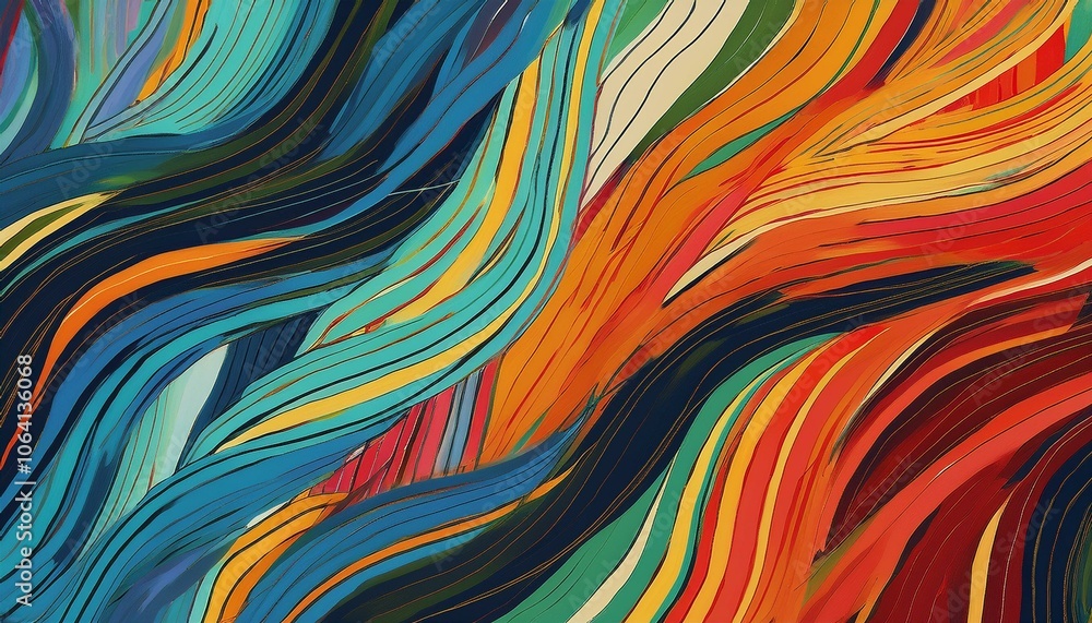 Poster abstract pattern of stripes and strokes