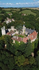 drone photo Veauce castle france europe