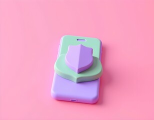 3D mobile phone with shield security icon for online shopping, online payment with protection. Application safety using a smartphone concept. 3d mobile phone safety vector icon render illustration