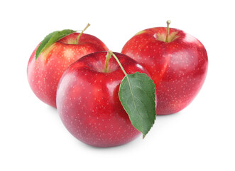 Fresh ripe red apples isolated on white