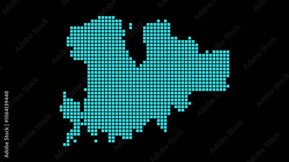 Poster mykonos digital map. map of mykonos in dotted style. shape of the island filled with rectangles. ama