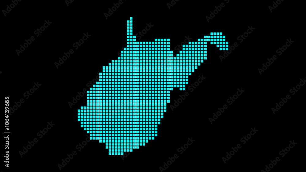 Poster west virginia digital map. map of west virginia in dotted style. shape of the us state filled with r