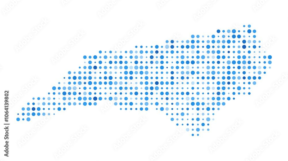 Aufkleber north carolina dotted digital map. map of north carolina with pulsating colored circles. shape of th