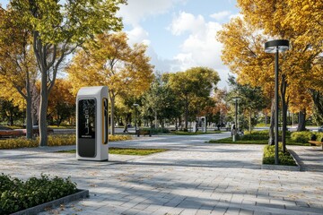 charging station on the square among nature