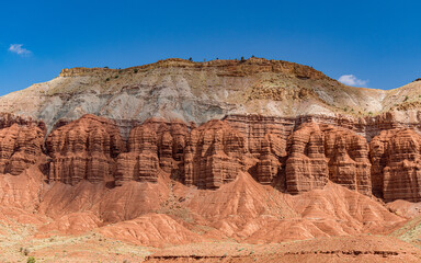 Fototapeta premium The Fluted Wall, a sandstone layering feature seen from Panorama Point in Capitol Reef National Park, southern Utah