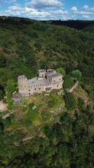 Obraz premium drone photo Chouvigny castle france europe