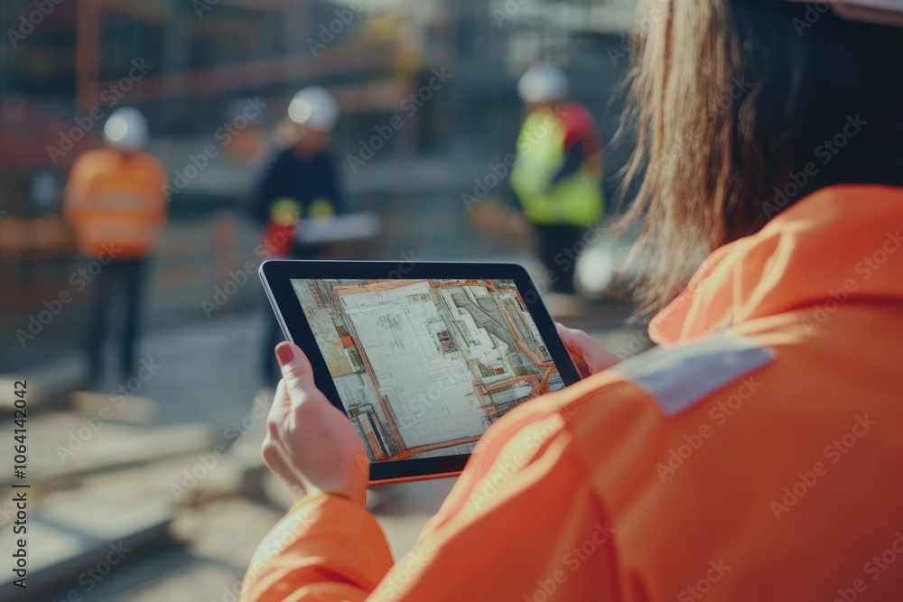 Poster everyone needs to be on the same page. shot of a group of architects using a digital tablet at a bui