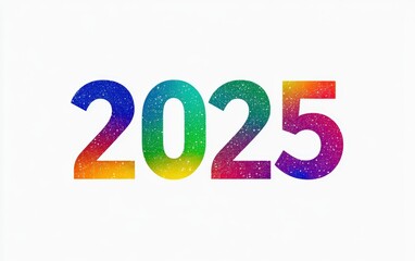 2025 Rainbow Gradient Number "2025" with a gradient of rainbow colors, smoothly transitioning from one color to the next on a white background. -