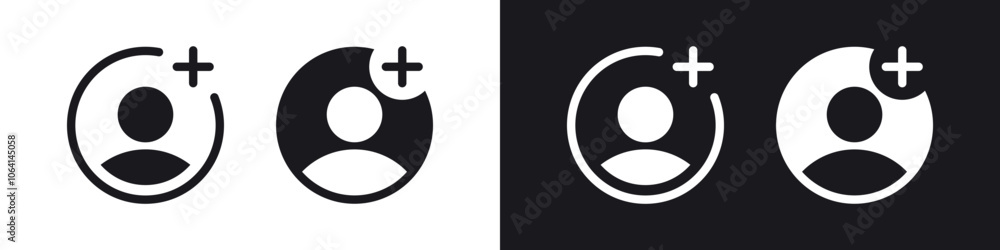 Poster Add new user icon vector male person profile avatar with plus symbol, Add user profile icon