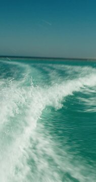 Motorboat Splashes Through Red Sea Waves | Stern View in 4K | Vertical Video