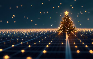 3d solar panel christmas background