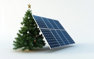 3d solar panel christmas on clean white background 