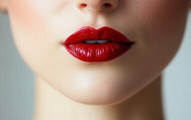 Naklejka premium beautiful red lips on a white background 