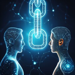 Trust in the digital world - A representation of two avatars communicating through a secure connection