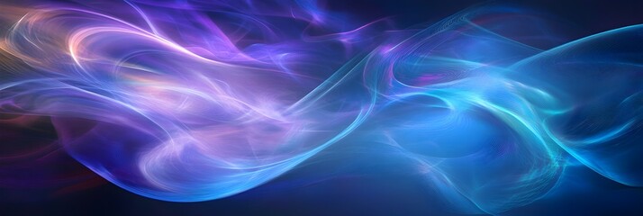 A digital background with flowing abstract waves in shades of blue and purple, creating a futuristic and dynamic effect.