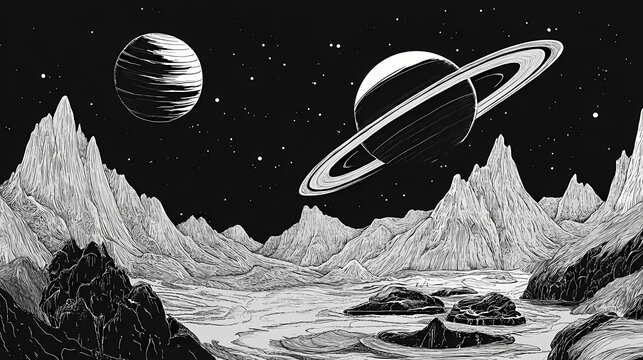 Saturne. Mystical. Illustration