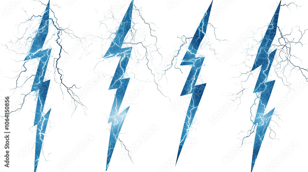 Poster dynamic blue lightning bolts capturing energy and movement in nature generative ai