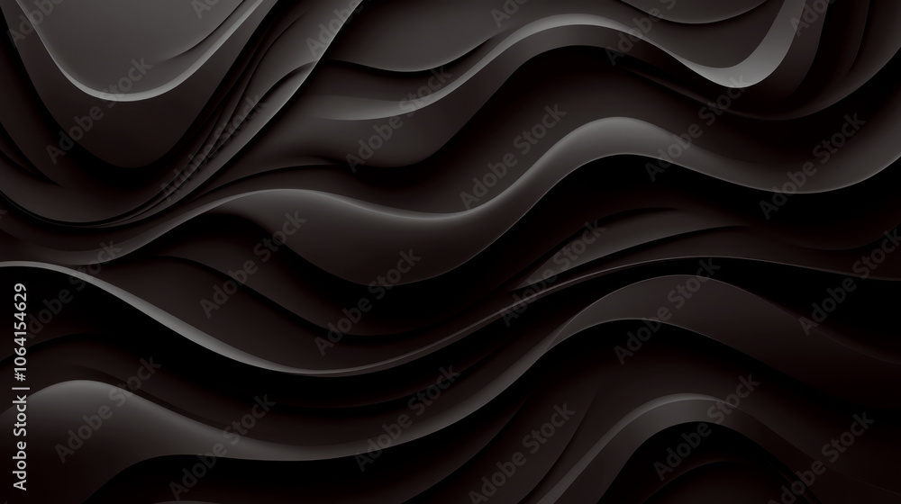 Poster fluid dark waves create a flowing abstract pattern. concept of elegant, seamless design.