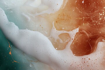 Obraz premium Colorful Abstract Art Blending Soft Waves and Golden Accents With Hints of Natural Textures and Fluid Movement
