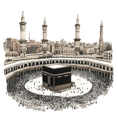 Holy kaaba in mecca saudi arabia hand drawn sketch vector illustration