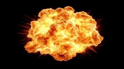 Fiery Explosion Against Black Background