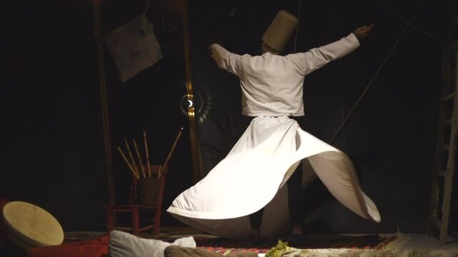 the image of a whirling Dervish in the darkness
