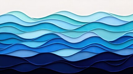 Fototapeta premium A close-up image of an artwork featuring blue and white paper against a white backdrop