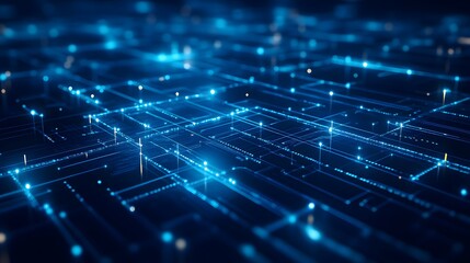 Obraz premium Abstract Digital Network with Glowing Blue Lines and Points