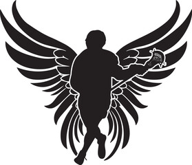 Male Lacrosse Player in Wings