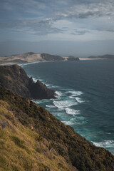 Rocky features along a rugged coastline