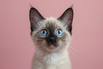 portrait of a cat. close up of a white cat with blue eyes. shorthair cat lying. AI Generated
