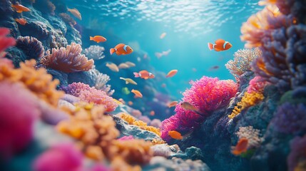 Obraz premium vibrant underwater backdrop colorful 