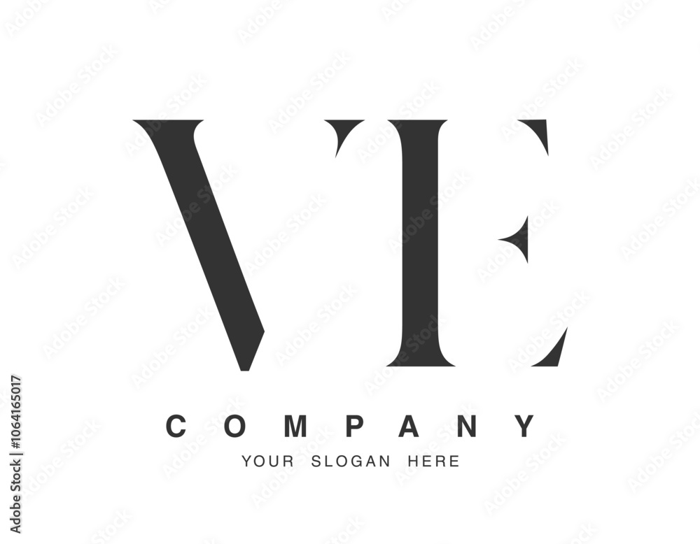 Fototapete ve logo design. initial letter v and e serif font style. creative classic company name typography. t