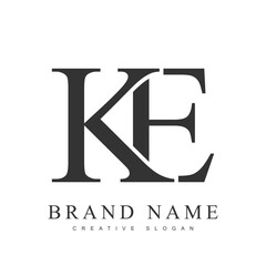 KE trendy logotype template. Initial letter k and e classic font style. Creative logo for company name or identity.