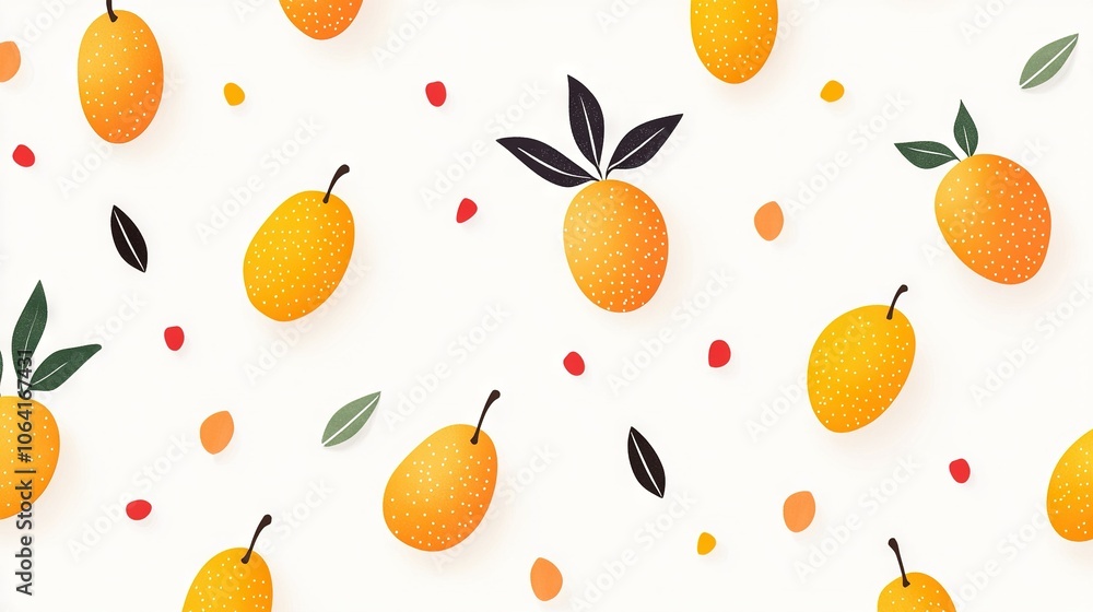 Poster a collection of oranges with foliage and specks against a white backdrop, featuring an array of oran