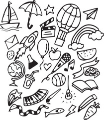 Obraz premium doodles hand drawn sketchy vector symbols and objects