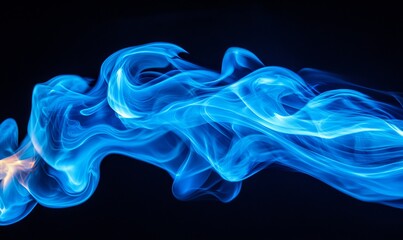 Fototapeta premium A vivid blue flame dances upwards, its soft curves creating a mesmerizing display against the stark black backdrop, highlighting its dynamic and ethereal nature