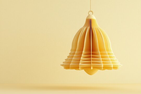 Yellow paper-cut bell on light yellow background, hanging - Powered by Adobe