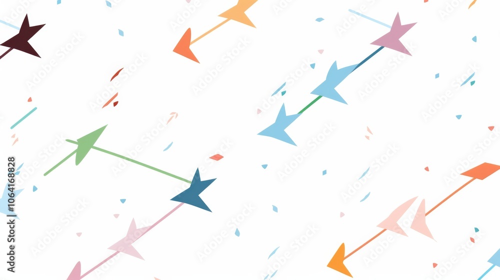 Aufkleber a minimalistic vector illustration of colorful arrows pointing in different directions on a white ba