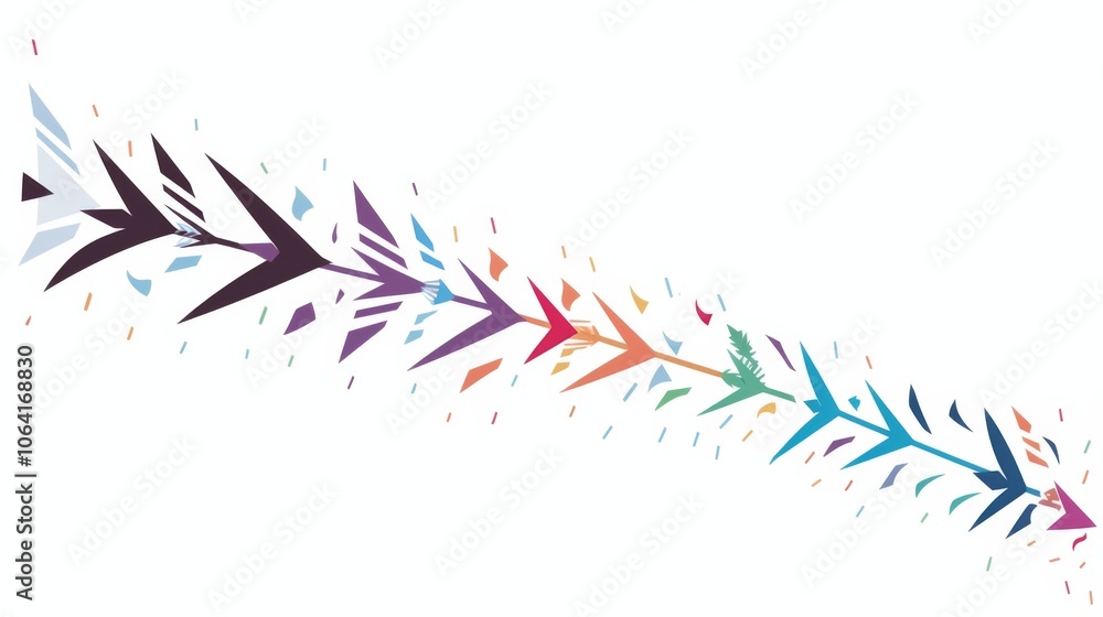 Aufkleber a minimalistic vector illustration of colorful arrows pointing in different directions on a white ba