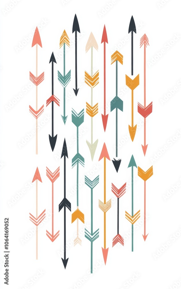 Aufkleber a minimalistic vector illustration of colorful arrows pointing in different directions on a white ba