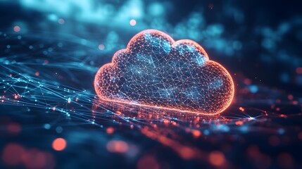 Abstract Digital Cloud Concept with Network Connections