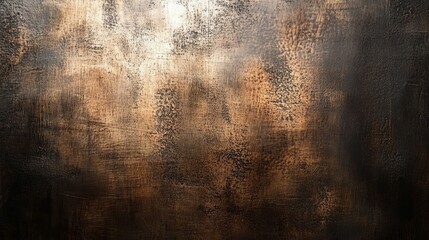 Obraz premium Brushed bronze plate, wide industrial sheet metal texture, intricate lines, and grainy imperfections, deep metallic tone with soft lighting effects