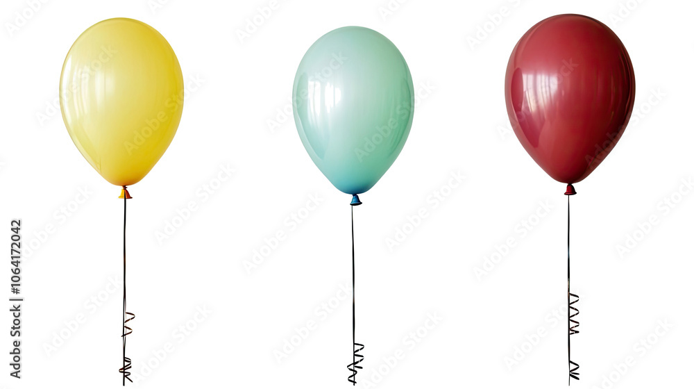 Aufkleber colorful balloons in a row floating gently against a white background generative ai