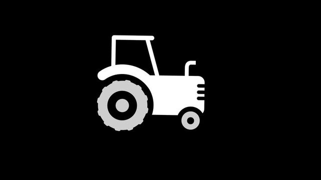 Tractor Icon Animation - Farming and Agriculture Equipment Symbol Animation