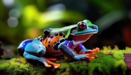 Naklejka premium Close-Up of a Frog in its Natural Habitat