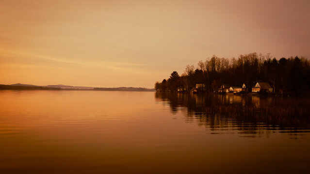 Late fall and calm New England Lake