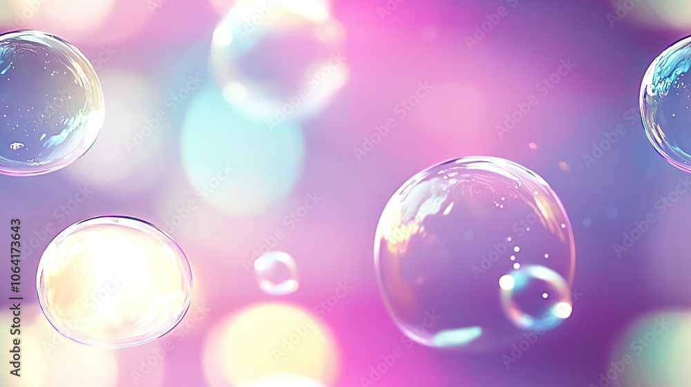 Aufkleber a cluster of bubbles hovering above a gradient of blue and pink with a hazy depiction of the gas