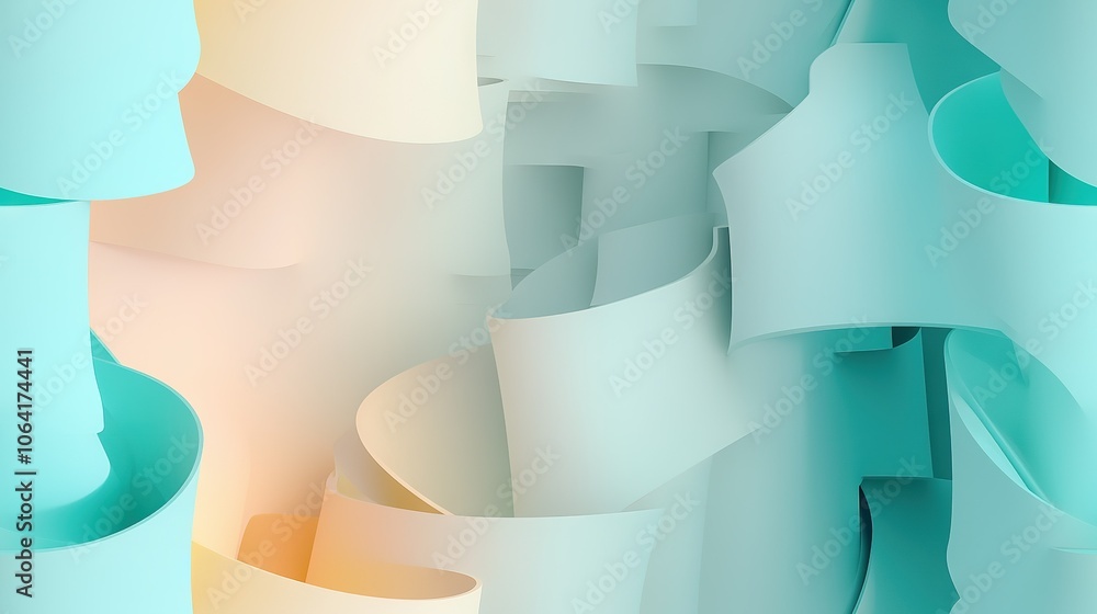 Poster blue and yellow background with white objects centrally positioned in the frame, focusing on the low
