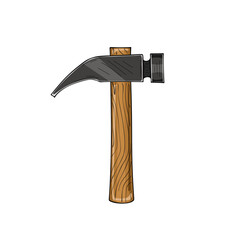 Hammer with wooden handle Vector illustration